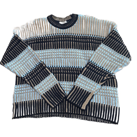 Phillip Lim Striped Blue and Beige Women's SweaterSize L - Picture 2 of 6